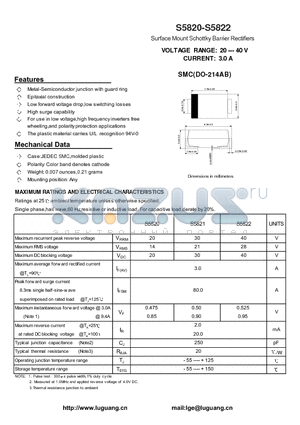 S5821 datasheet - Surface Mount Schottky Barrier Rectifiers