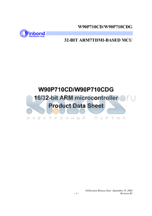 W90P710CDG datasheet - 32-BIT ARM7TDMI-BASED MCU