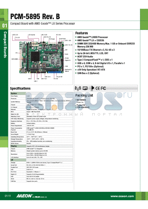 TF-PCM-5895-B10 datasheet - AMD Geode LX800 Processor