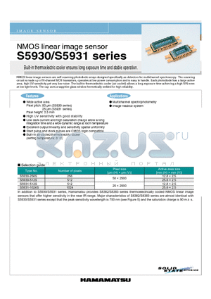 S5931-1024S datasheet - NMOS linear image sensor Built-in thermoelectric cooler ensures long exposure time and stable operation.