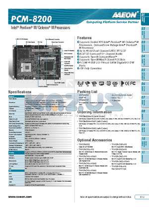 TF-PCM-8200-A10-01 datasheet - Supports Socket 478 Intel^ Pentium^ M/ Celeron^ M Processors, Onboard Low Voltage Intel^ Pentium^ M Processor