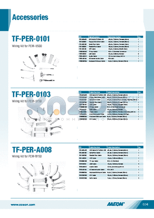 TF-PER-0101 datasheet - Wiring Kit for PCM-8500