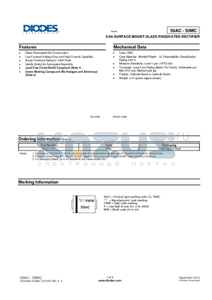 S5AC datasheet - 5.0A SURFACE MOUNT GLASS PASSIVATED RECTIFIER