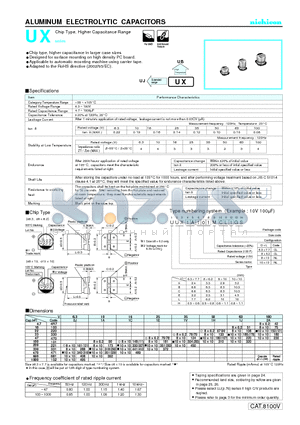 UUX0J102MCL datasheet - ALUMINUM ELECTROLYTIC CAPACITORS