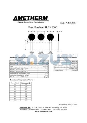 SL0320001 datasheet - 3111 N. Deer Run Road #4 Carson City, NV 89701