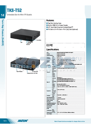 TF-TKS-T52-852T-003-DX datasheet - Two 5cm Cooling Fans, Built-in 80W DC-in Power Supply