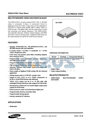 S5D0127X01 datasheet - MULTISTANDARD VIDEO DECODER/SCALER