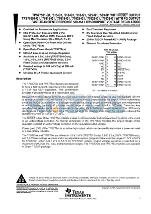 TPS77601QPWPRQ1 datasheet - FAST-TRANSIENT-RESPONSE 500-mA LOW-DROPOUT VOLTAGE REGULATORS