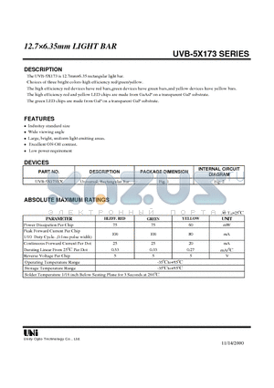 UVB-5X173 datasheet - 12.7X6.35mm LIGHT BAR