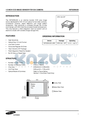 S5F325NU02 datasheet - 1/3 INCH CCD IMAGE SENSOR FOR EIA CAMERA