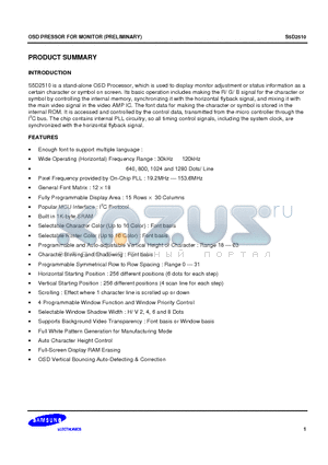 S5D2510 datasheet - stand-alone OSD Processor