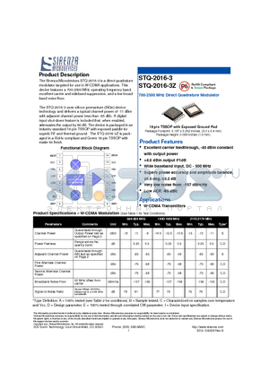 STQ-2016-3 datasheet - 700-2500 MHz Direct Quadrature Modulator