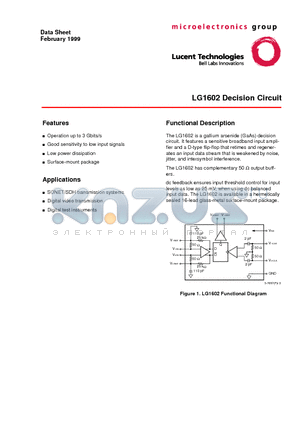 TF1001A datasheet - LG1602 Decision Circuit