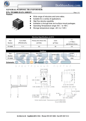 TF1008S datasheet - GENERAL PURPOSE TRANSFORMER