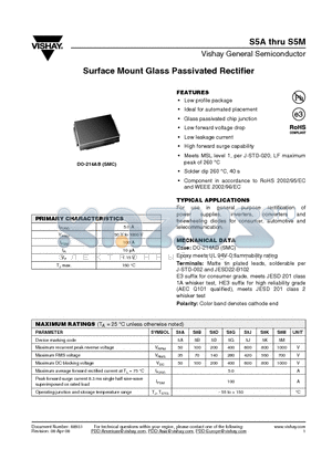 S5J datasheet - Surface Mount Glass Passivated Rectifier