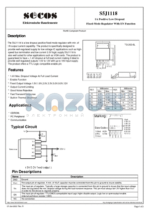 S5J1118 datasheet - 1A Positive Low Dropout Fixed-Mode Regulato r With EN Function