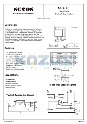 S5J2187 datasheet - 750mA CMOS Positive Voltage Regulator