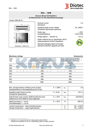 S5K datasheet - Surface Mount Si-Rectifiers