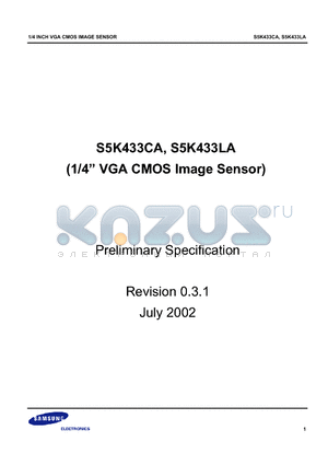 S5K433CA01 datasheet - 1/4 Optical Size 640x480(VGA) 3.3V/2.8V VGA CMOS Image Sensor