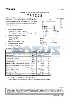 TF1205 datasheet - SOLID STATE IGTB GATE DRIVER MODULE