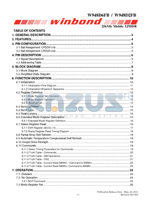 W948D6FBHX5E datasheet - 256Mb Mobile LPDDR