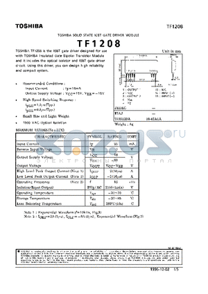 TF1208 datasheet - SOLID STATE IGBT GATE DRIVER MODULE