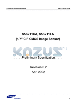 S5K711CA02 datasheet - 1/7 CIF CMOS Image Sensor