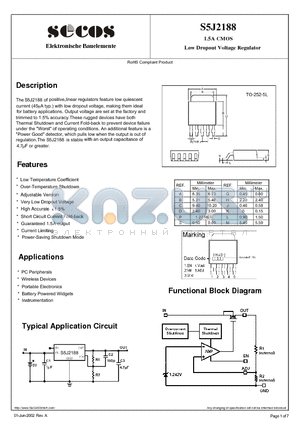 S5J2188 datasheet - 1.5A CMOS Low Dropout Voltage Regulator