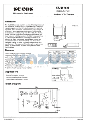 S5J2596M datasheet - 150 KHz, 3A PWM Step-Down DC/DC Converter