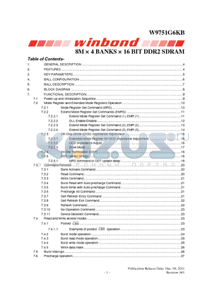 W9751G6KB datasheet - 8M  4 BANKS  16 BIT DDR2 SDRAM