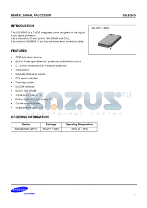 S5L9284D01-Q0R0 datasheet - DIGITAL SIGNAL PROCESSOR