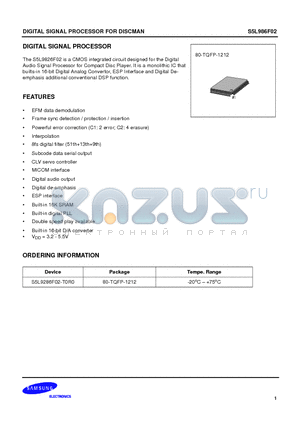 S5L9286F02 datasheet - DIGITAL SIGNAL PROCESSOR