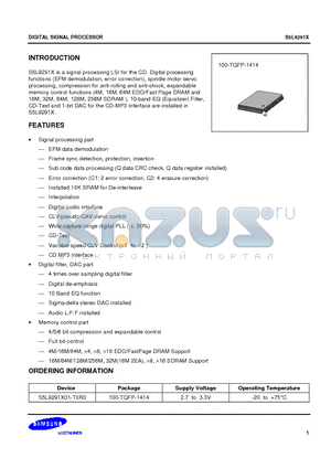 S5L9291 datasheet - signal processing LSI for the CD