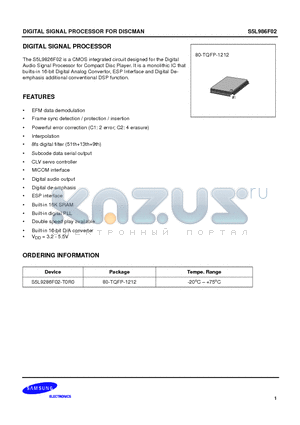 S5L9286F02-T0R0 datasheet - DIGITAL SIGNAL PROCESSOR