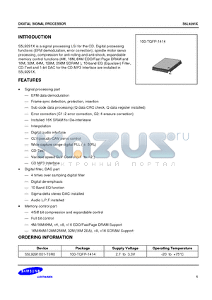 S5L9291X01-T0R0 datasheet - signal processing LSI for the CD