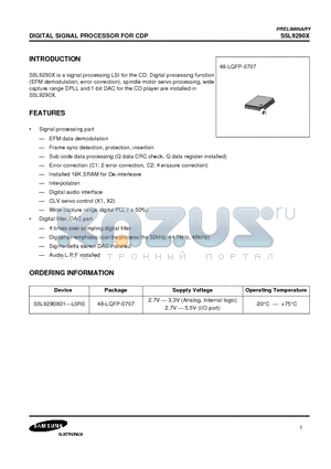 S5L9290X01-L0R0 datasheet - signal processing LSI for the CD