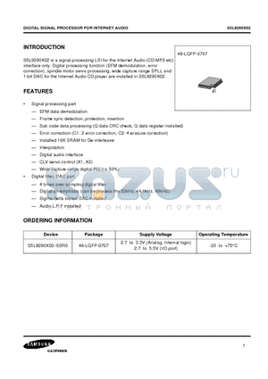 S5L9290X02-E0R0 datasheet - DIGITAL SIGNAL PROCESSOR FOR INTERNET AUDIO