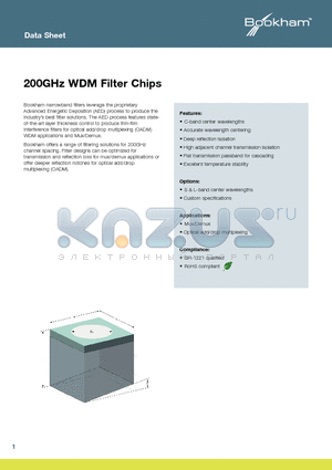 TF2001553329 datasheet - 200GHz WDM Filter Chips