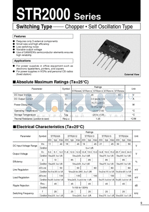 STR2012 datasheet - Switching Type(Chopper * Self Oscillation Type)