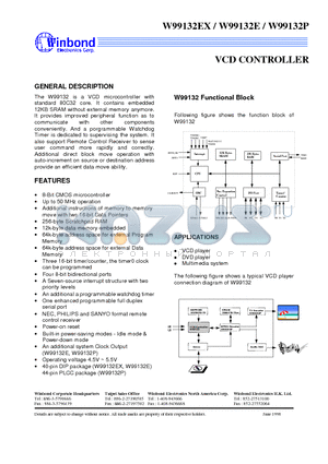 W99132EX datasheet - VCD CONTROLLER