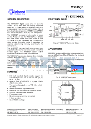 W9952QP datasheet - TV ENCODER