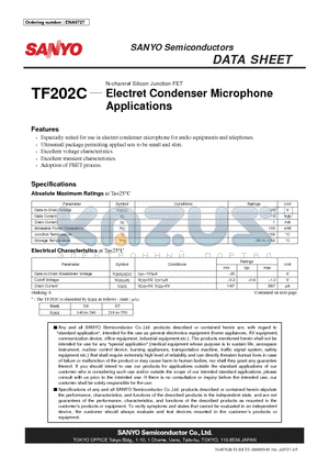 TF202C datasheet - N-channel Silicon Junction FET Electret Condenser Microphone Applications