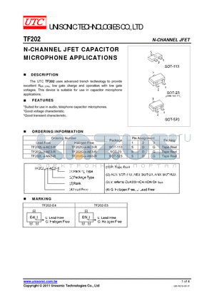 TF202L-X-AN3-R datasheet - N-CHANNEL JFET CAPACITOR MICROPHONE APPLICATIONS