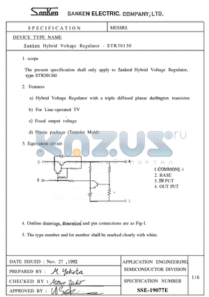 STR30130 datasheet - SANKEN ELECTRIC. COidPANY, LTD.