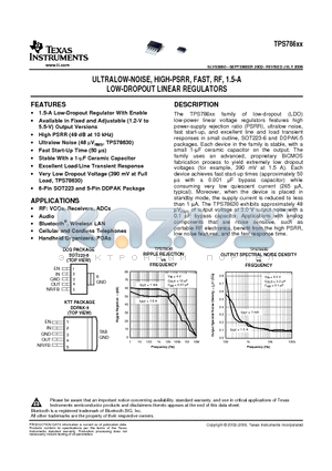 TPS78601KTT datasheet - ULTRALOW-NOISE, HIGH-PSRR, FAST, RF, 1.5-A LOW-DROPOUT LINEAR REGULATORS