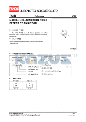 TF215 datasheet - N-CHANNEL JUNCTION FIELD EFFECT TRANSISTOR