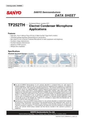 TF252TH datasheet - N-channel Silicon Junction FET Electret Condenser Microphone