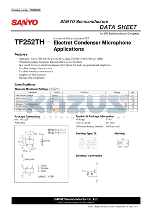 TF252TH-4-TL-H datasheet - Electret Condenser Microphone Applications