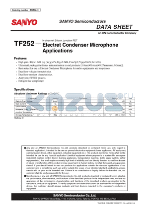 TF252_12 datasheet - Electret Condenser Microphone Applications