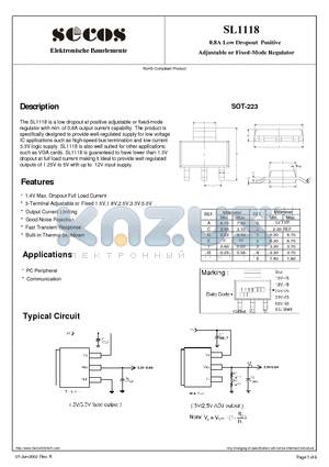 SL1118 datasheet - Adjustable or Fixed-Mode Regulator